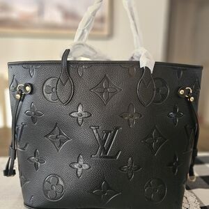 NEW L V Black logo flower bag tote clutch